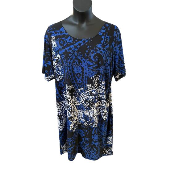 Avenue Plus‎ Size 22/24 Coblat Blue, Black and White Print Dress – Flirty & Chic - Picture 4 of 7